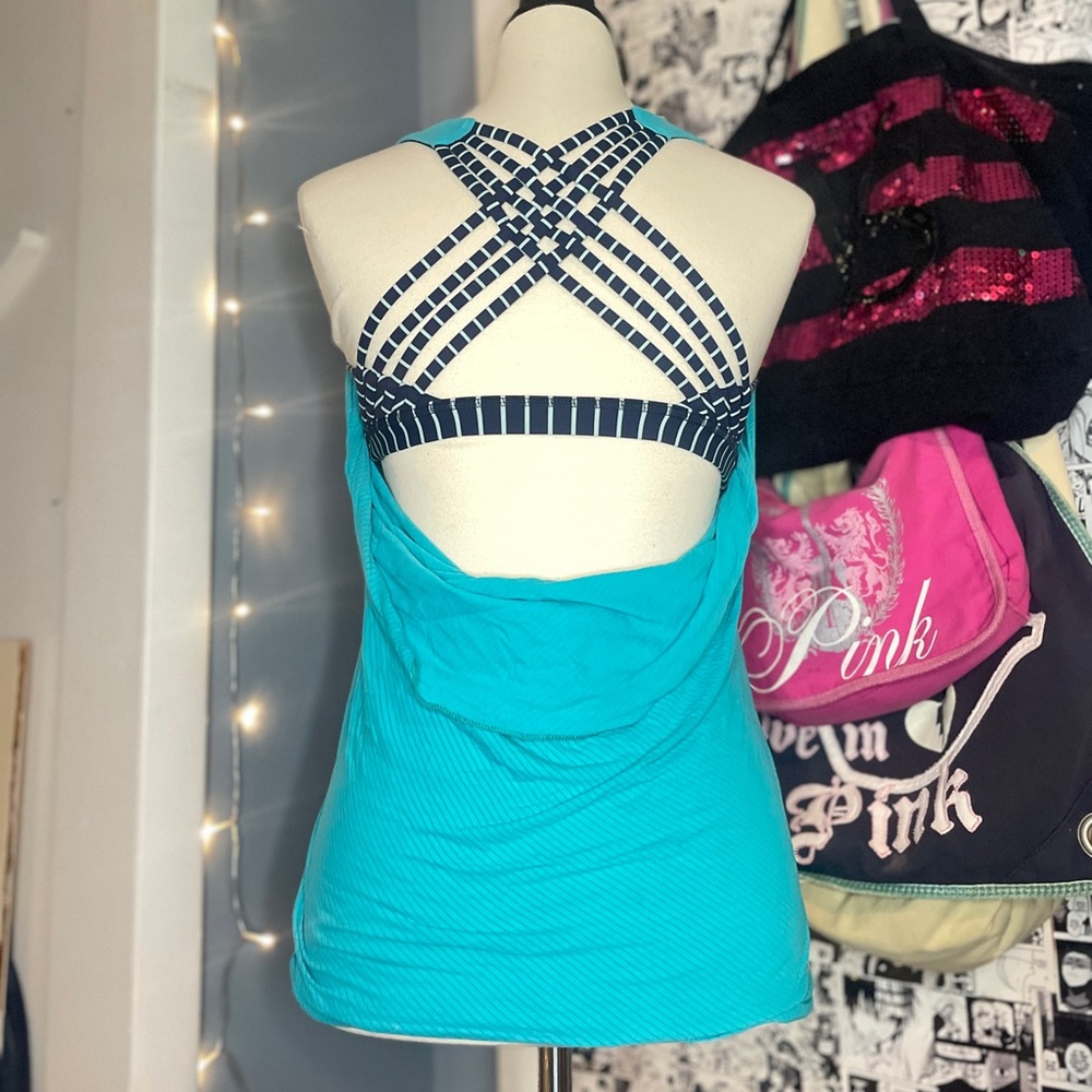lululemon athletica Teal and Black Strappy Tank Top
